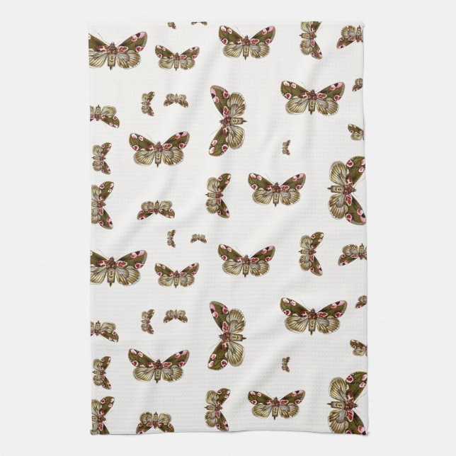 Thyatira batis - The Peach Blossom Moth Kitchen Towel (Vertical)