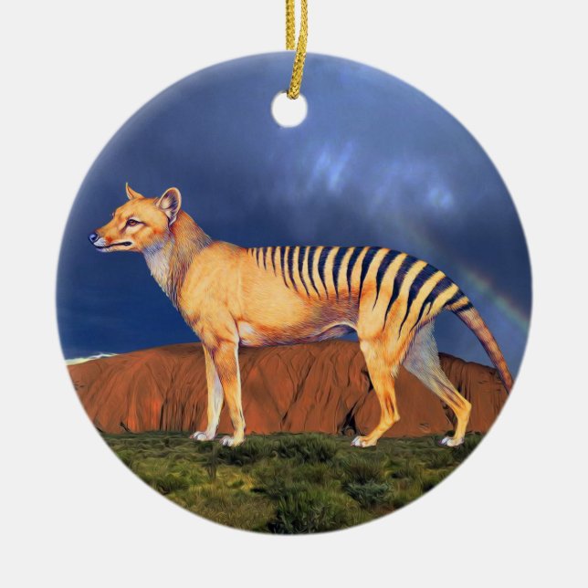 Thylacine (Tasmanian Tiger) Ceramic Ornament (Front)