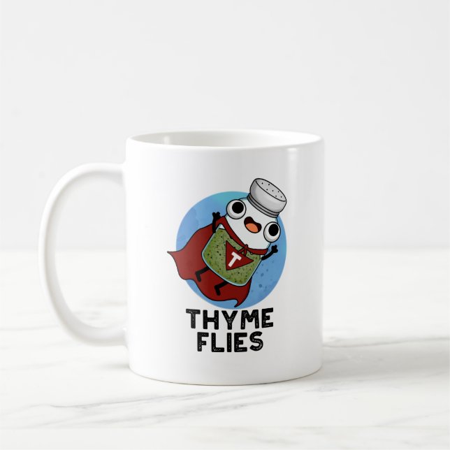 Thyme Flies Funny Herb Pun  Coffee Mug (Left)