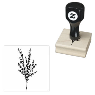 Thyme Herb Botanical Garden Floral Watercolor Rubber Stamp
