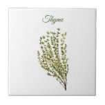 Thyme Herb Greenery Kitchen Culinary Green Plant C Ceramic Tile<br><div class="desc">Thyme herb watercolor painting kitchen tile. Hand painted by myself. Lovely kitchen décor. Greenery,  rustic décor.</div>