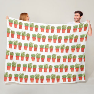Thyme herbs Botanical Sage Rosemary Green Pattern  Fleece Blanket