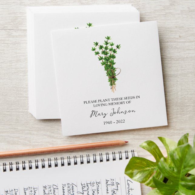 Thyme Memorial Funeral Seed Envelope (Stacked)