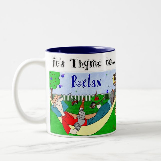 Thyme (Time) to Relax - Ralphie Two-Tone Coffee Mug (Left)