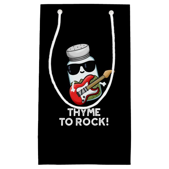 Thyme To Rock Funny Herb Pun Dark BG Small Gift Bag (Front)