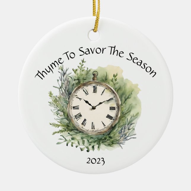 Thyme To Savor The Season, Herb Lover Ornament (Front)