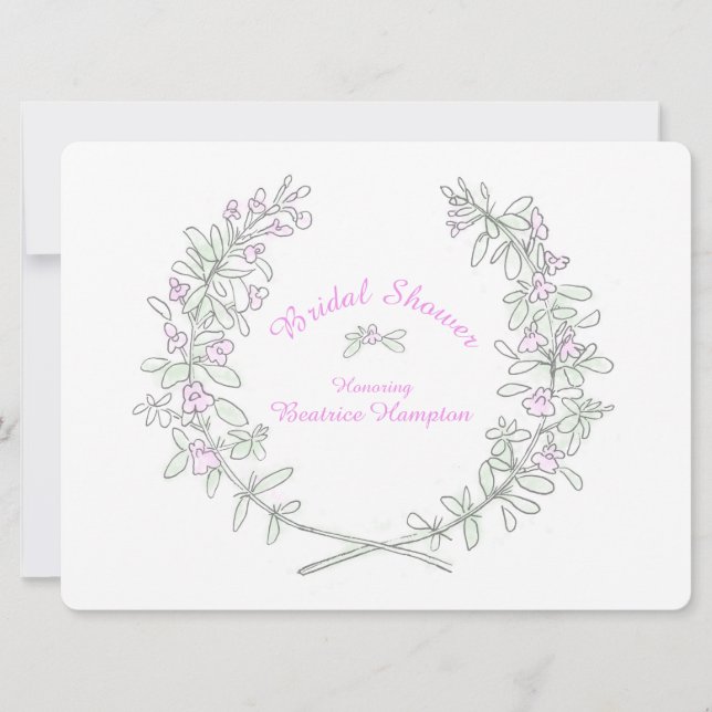 Thyme wreath art bridal shower invite (Front)