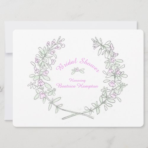 Thyme wreath art bridal shower invite