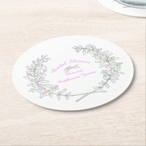 Thyme wreath personalized bridal shower coasters