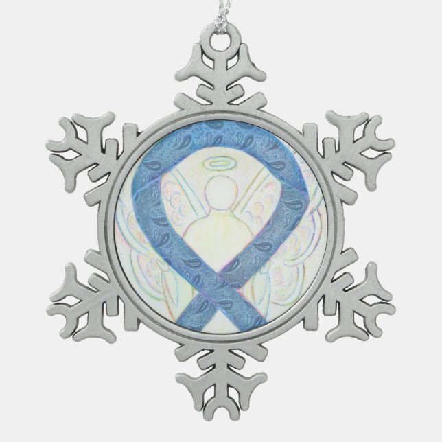 Thyroid Awareness Ribbon Angel Ornament (Front)