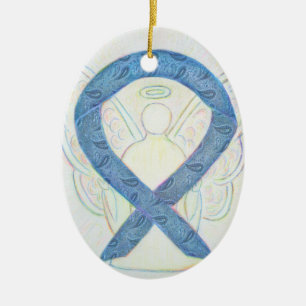 Thyroid Awareness Ribbon Angel Ornament