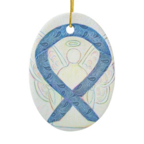 Thyroid Awareness Ribbon Angel Ornament
