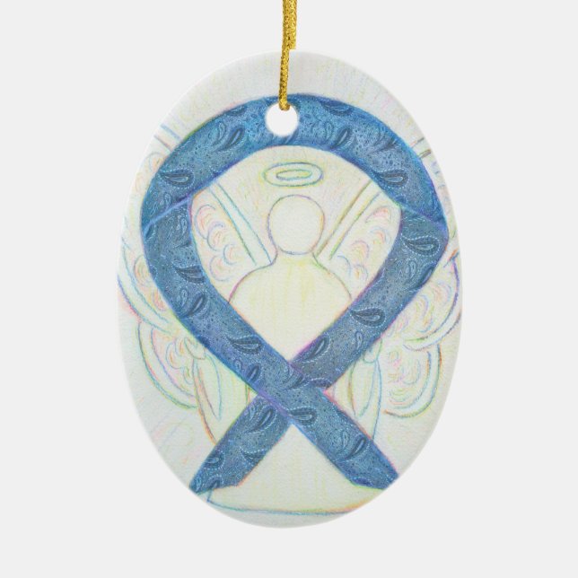 Thyroid Awareness Ribbon Angel Ornament (Front)
