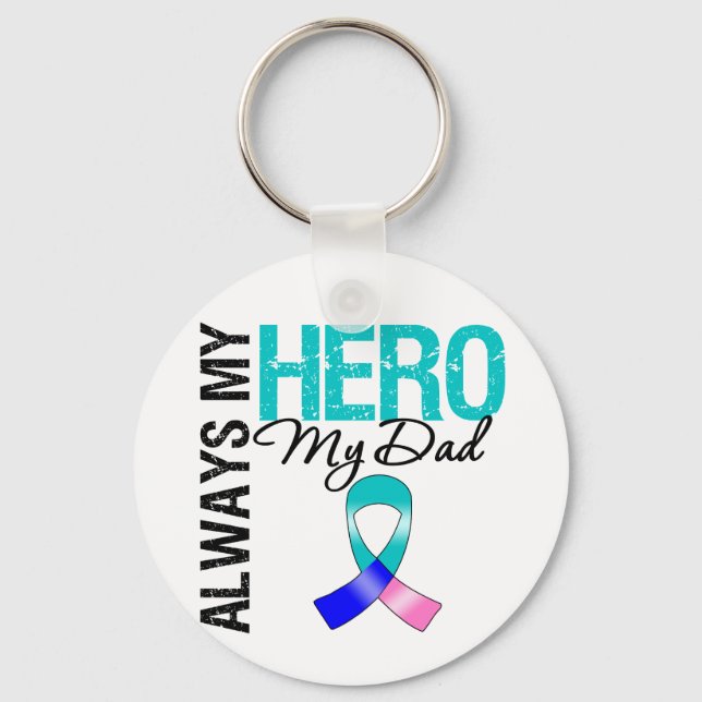 Thyroid Cancer ALWAYS MY HERO MY DAD Keychain (Front)