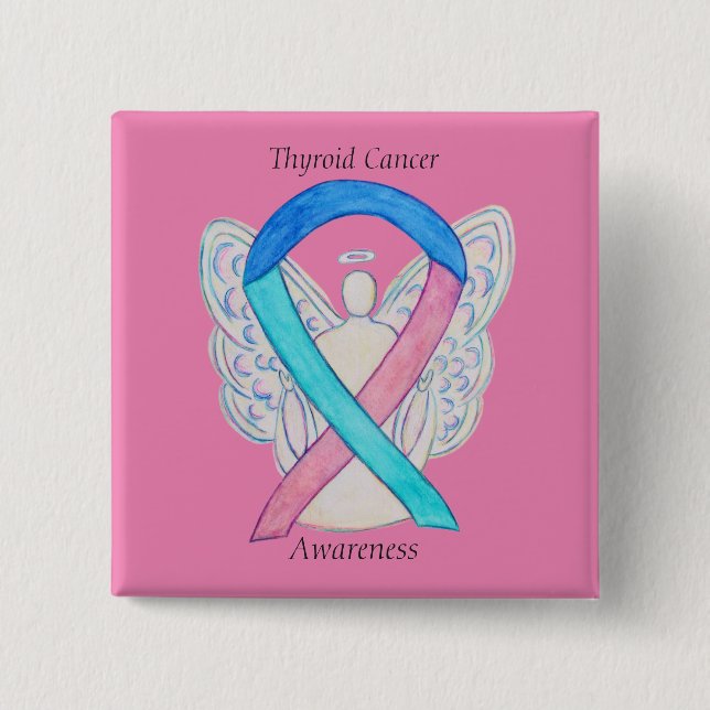 Thyroid Cancer Angel Awareness Ribbon Pins (Front)