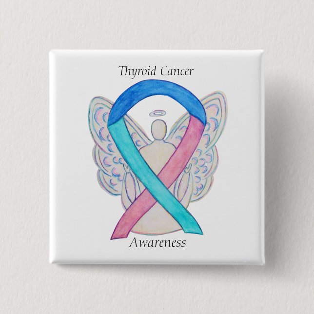 Thyroid Cancer Angel Awareness Ribbon Pins (Front)