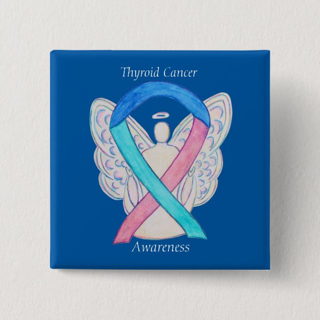 Thyroid Cancer Angel Awareness Ribbon Pins (Front)