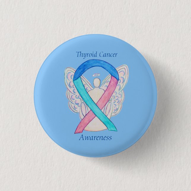 Thyroid Cancer Angel Awareness Ribbon Pins (Front)