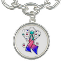 Thyroid Cancer Angel Wings Awareness Ribbon Bracelet