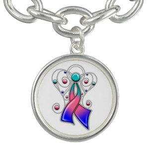 Thyroid Cancer Angel Wings Awareness Ribbon Bracelet