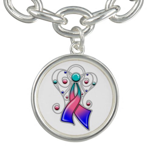 Thyroid Cancer Angel Wings Awareness Ribbon Bracelet