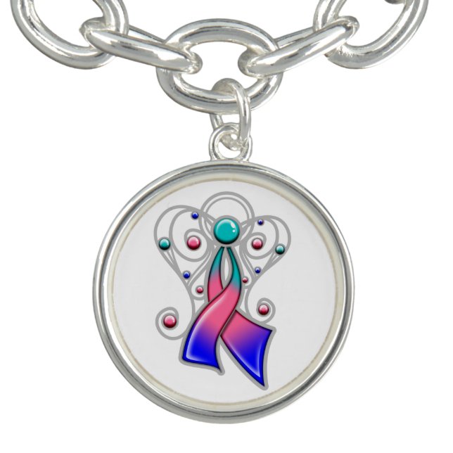 Thyroid Cancer Angel Wings Awareness Ribbon Bracelet (Design)