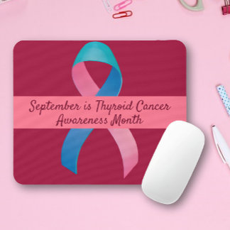 Thyroid Cancer Awareness Blue, Pink, Teal Mouse Pad