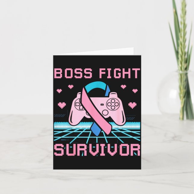 Thyroid Cancer Awareness Boss Fight Survivor Gamer Card (Front)