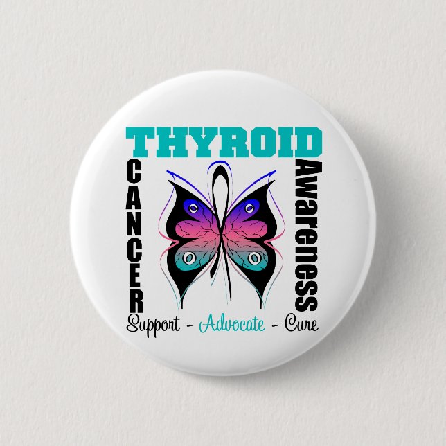 Thyroid Cancer  Awareness Butterfly Button (Front)