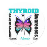 Thyroid Cancer  Awareness Butterfly Classic Round Sticker
