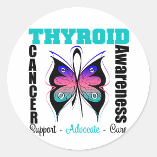 Thyroid Cancer Awareness Butterfly Classic Round Sticker