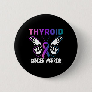 Thyroid Cancer Awareness Butterfly Ribbon  Button