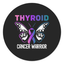 Thyroid Cancer Awareness Butterfly Ribbon  Classic Round Sticker