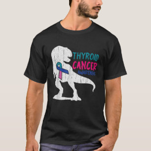 Thyroid Cancer Awareness Cool T Rex Warrior Surviv T-Shirt