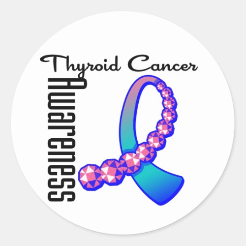 Thyroid Cancer Awareness Gemstone Ribbon Classic Round Sticker