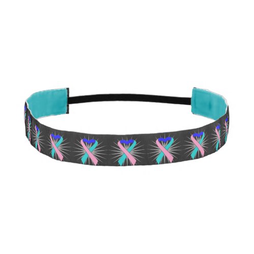 Thyroid Cancer Awareness Heart Ribbons Athletic Headband