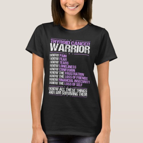Thyroid Cancer Awareness I know Pain Purple Ribbon T_Shirt