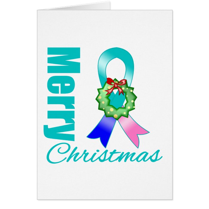 Thyroid Cancer Awareness Merry Christmas Ribbon Card