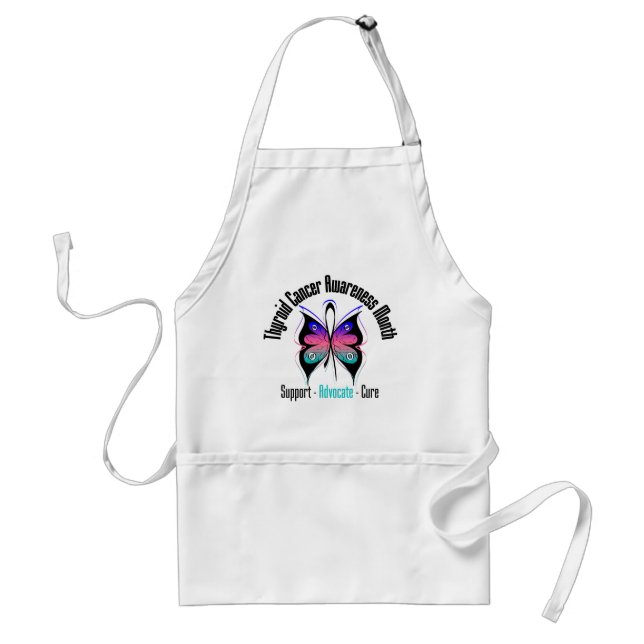 Thyroid Cancer Awareness Month Butterfly v3 Adult Apron (Front)