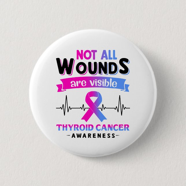 Thyroid Cancer Awareness Month Ribbon Gifts Button (Front)