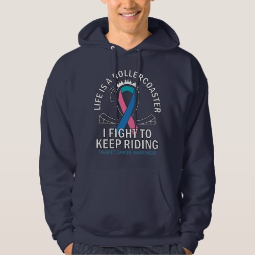 Thyroid cancer awareness pink teal blue ribbon hoodie