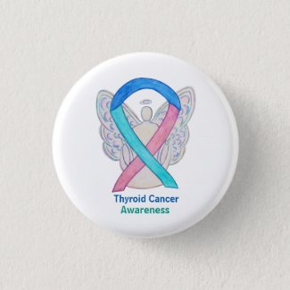Thyroid Cancer Awareness Ribbon Angel Button Pins