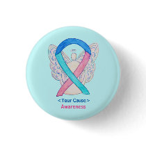Thyroid Cancer Awareness Ribbon Angel Button Pins