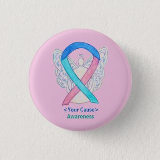 Thyroid Cancer Awareness Ribbon Angel Button Pins