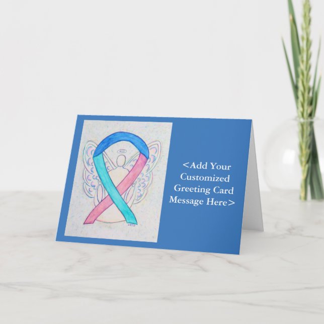 Thyroid Cancer Awareness Ribbon Angel Cards (Front)