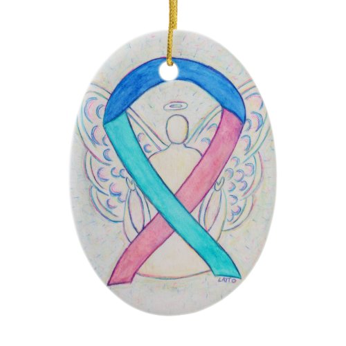 Thyroid Cancer Awareness Ribbon Angel Ornament