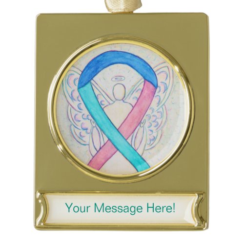Thyroid Cancer Awareness Ribbon Angel Ornament