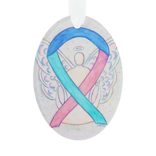 Thyroid Cancer Awareness Ribbon Angel Ornament
