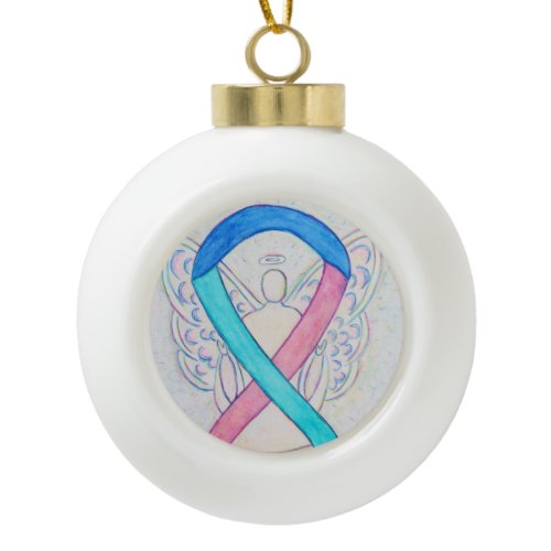 Thyroid Cancer Awareness Ribbon Angel Ornaments