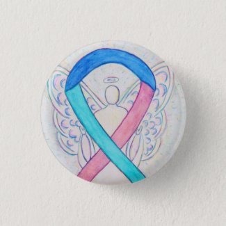 Thyroid Cancer Awareness Ribbon Angel Pin Buttons